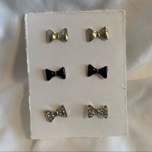 NWOT Three Pairs of Bow Earrings
